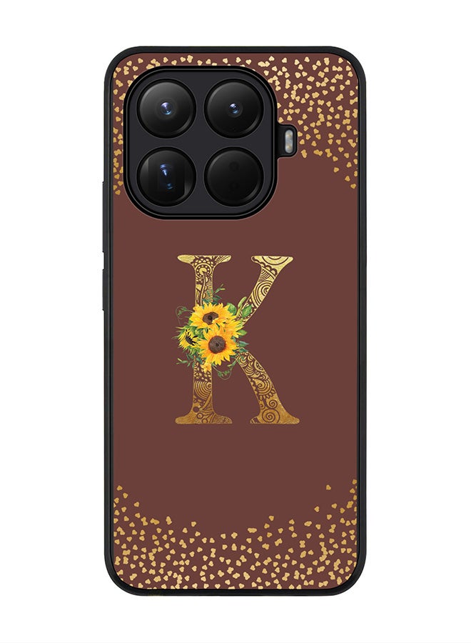 Stylizedd For Xiaomi 15T Pro Case,Slim fit Camera Protection, Shockproof Thin Phone cover  - Custom Floral Monogram - K  (Brown ) - Image 1